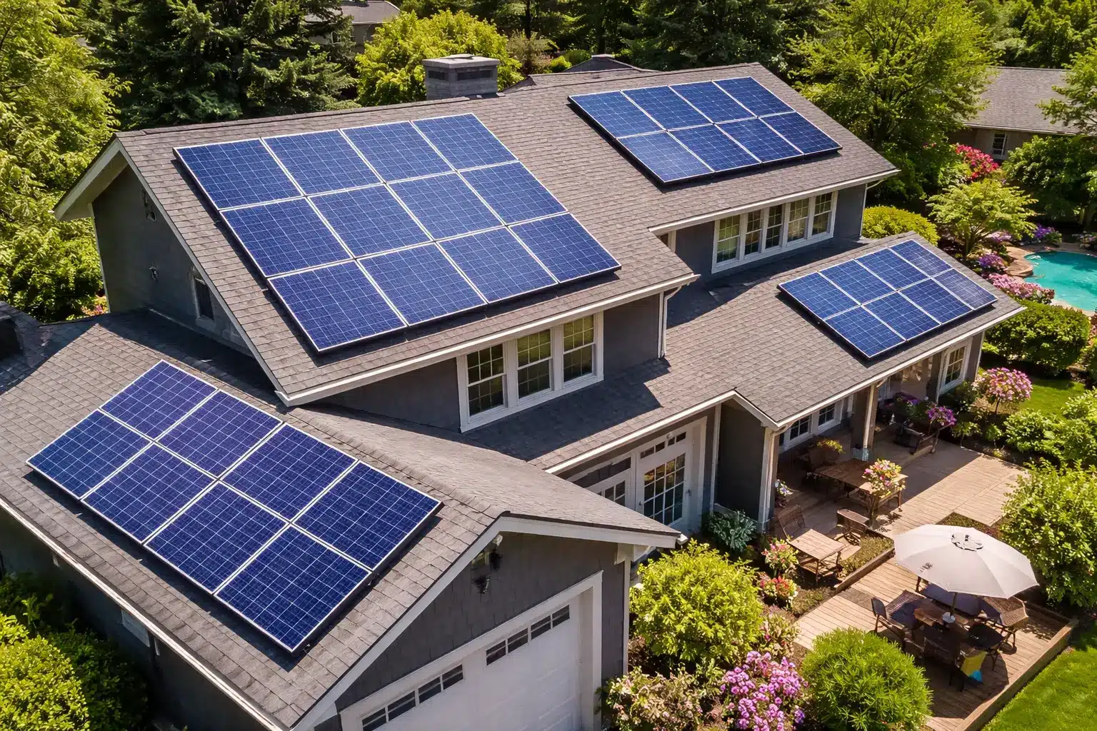 Residential solar roof with multiple sub arrays