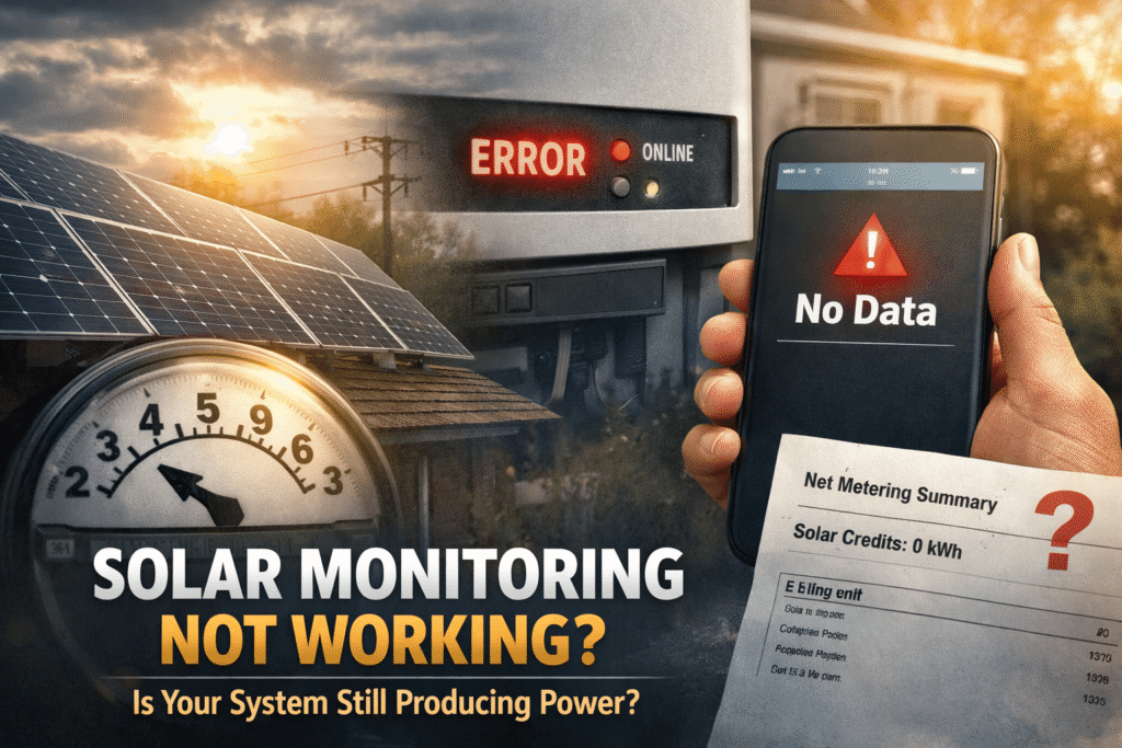 Solar monitoring app showing no data next to inverter error message