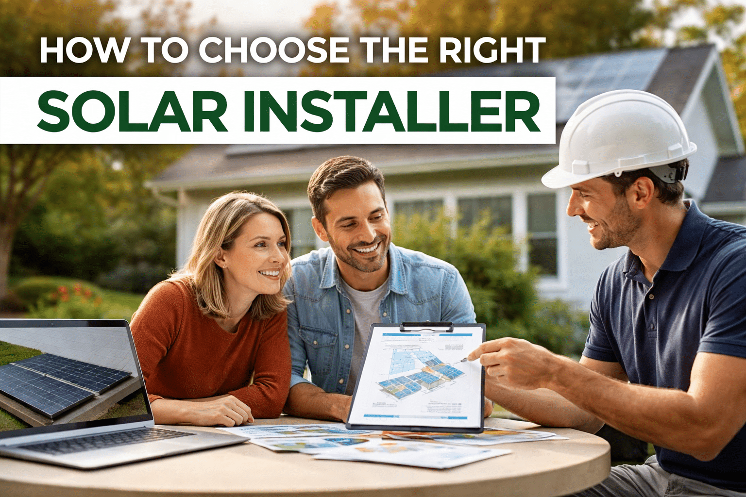 Homeowner reviewing solar installation proposal with local solar installer