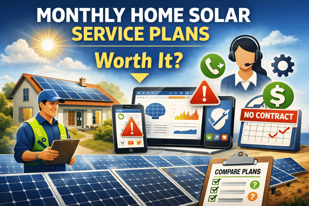 Illustration of a residential solar service plan with technician support
